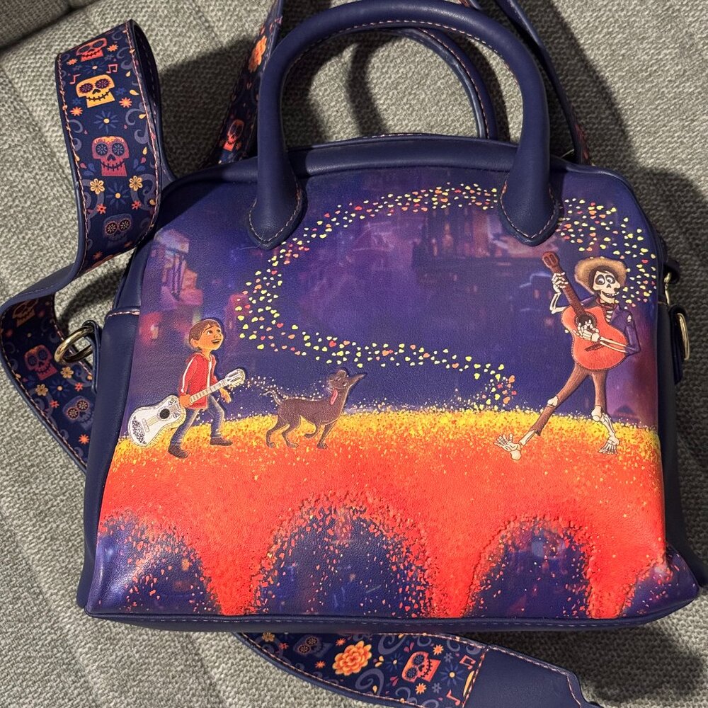 Disney Coco Loungefly Marigold Bridge Guitar Strap Crossbody